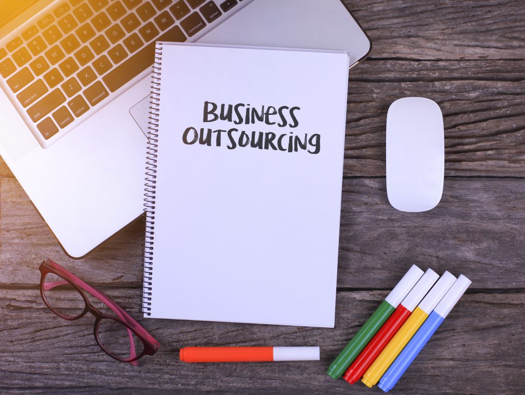 Business outsourcing on a notebook
