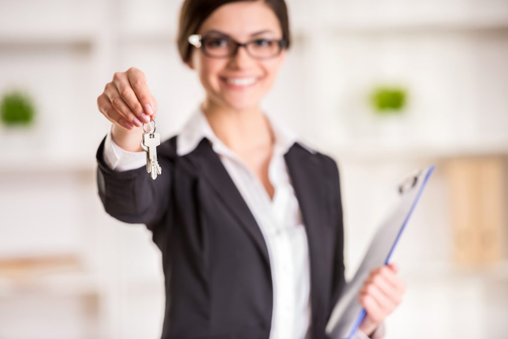Realtor is holding the keys to a commercial space to clients
