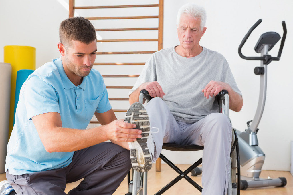 Elderly man in therapy